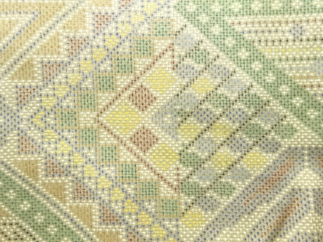 JAPANESE KIMONO / ANTIQUE KIMONO / SILK / OSHIMA TSUMUGI / WOVEN GEOMETRIC