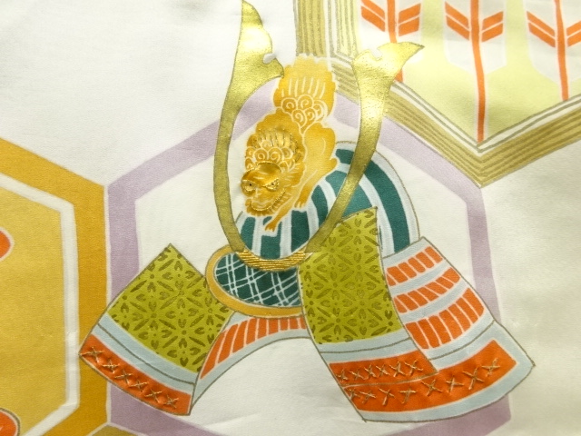 JAPANESE KIMONO / ANTIQUE KIMONO FOR BOYS / SILK / EMBROIDERY / FOLDING FAN PATTERN