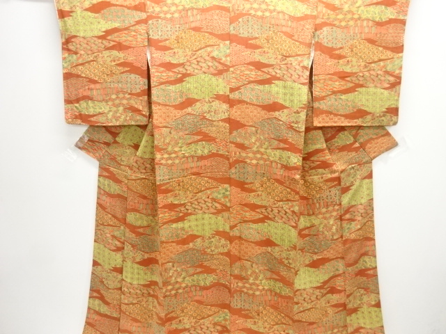 松皮菱に花古典柄小紋着物