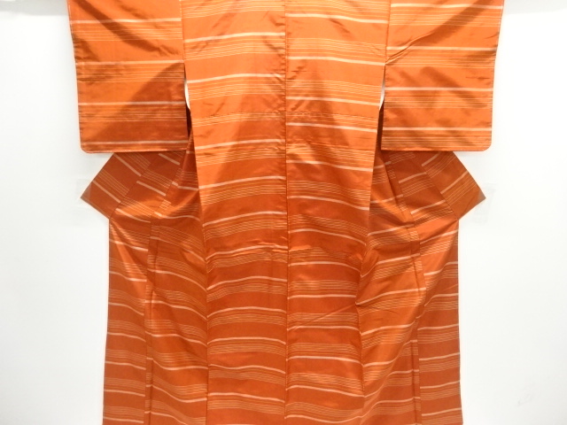JAPANESE KIMONO / UNUSED KIMONO & DOCHUGI ENSEMBLE / SILK / YONEZAWA TSUMUGI / WOVEN STRIPE