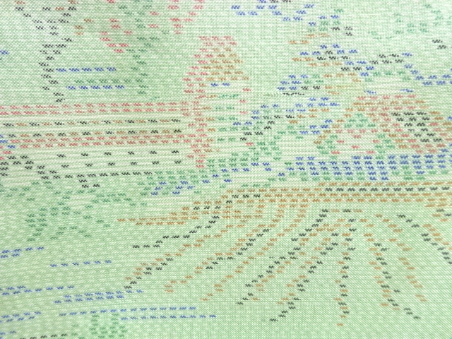 JAPANESE KIMONO / ANTIQUE KIMONO / SILK / OSHIMA TSUMUGI / WOVEN BUILDING PATTERN