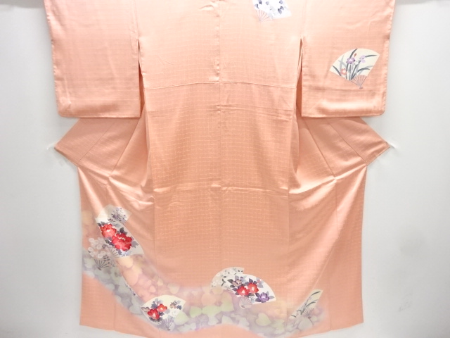 JAPANESE KIMONO / HOMONGI / EMBROIDERY / FOLDING FAN & FLOWER 