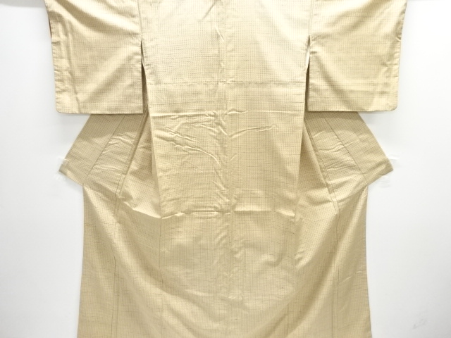JAPANESE KIMONO / ANTIQUE KIMONO / SILK / TSUMUGI / WOVEN GRID