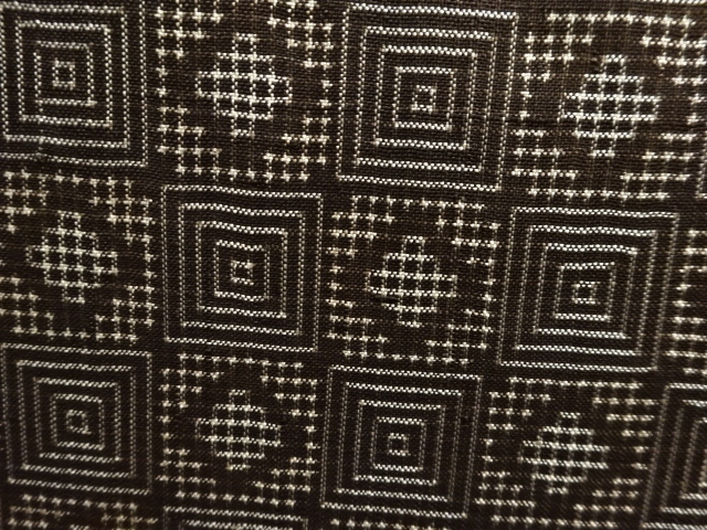 JAPANESE KIMONO / ANTIQUE KIMONO / SILK / DORO OSHIMA TSUMUGI / WOVEN GEOMETRIC