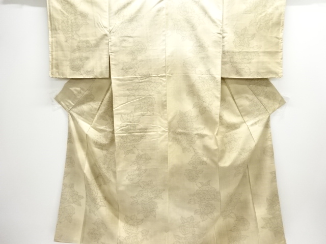 JAPANESE KIMONO / ANTIQUE KIMONO / SILK / TSUMUGI / WOVEN ROSE