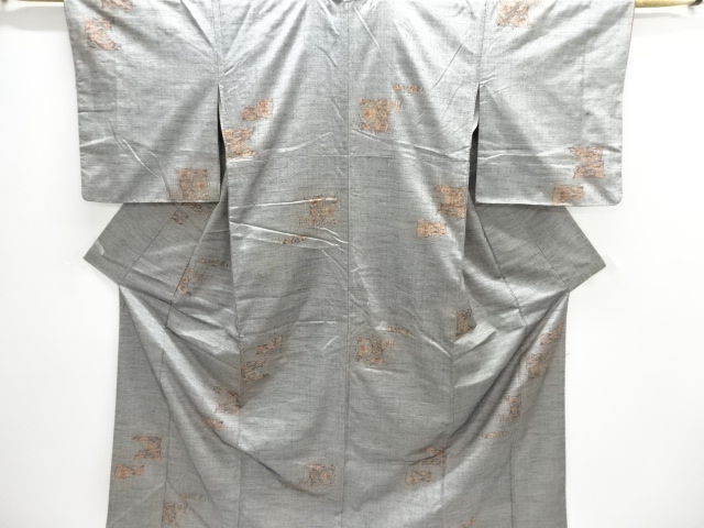 JAPANESE KIMONO / ANTIQUE KIMONO / SILK / TSUMUGI / WOVEN FLORAL SARASA