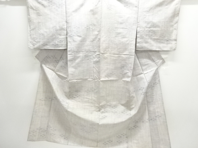 JAPANESE KIMONO / ANTIQUE HITOE KIMONO / SILK / TSUMUGI / WOVEN ABSTRACT RHOMBUS