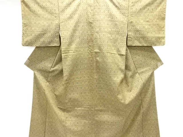 アンティーク　亀甲模様織り出し手織り紬着物