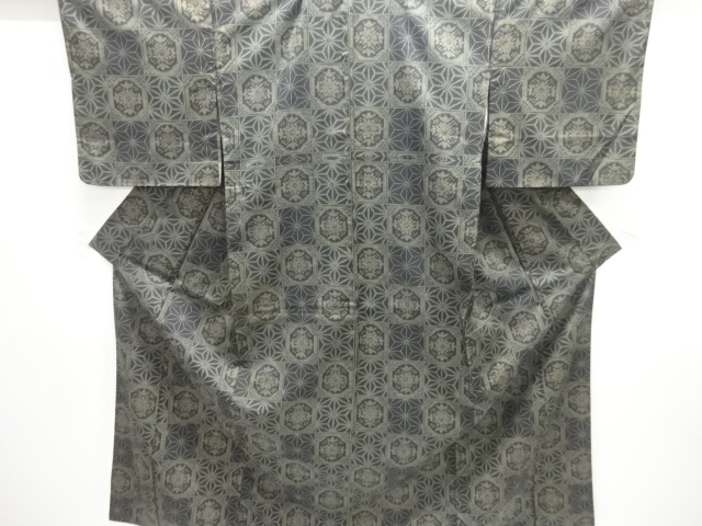 JAPANESE KIMONO / TSUMUGI / ENSEMBLE / ASANOHA & FLOWER CREST