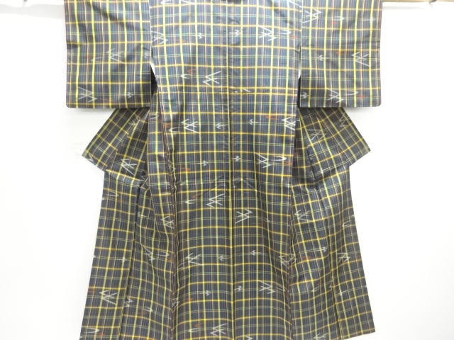 JAPANESE KIMONO / YONEZAWA TSUMUGI / ENSEMBLE / WOVEN GRID