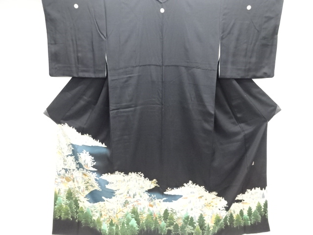 JAPANESE KIMONO / TOMESODE / YUZEN / CENERY OF COUNTRYSIDE / ARTIST WORK