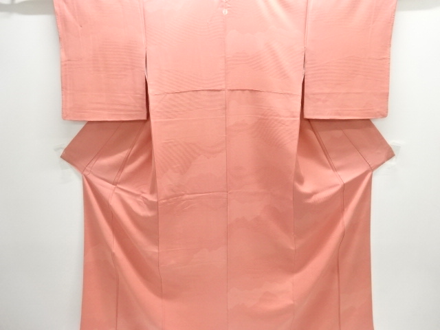 霞模様織り出し一つ紋色無地着物