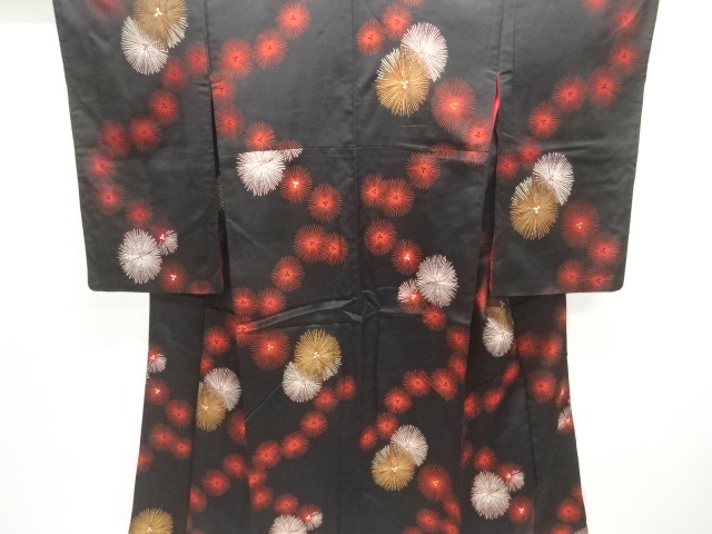 大正ロマン　抽象花模様織出し着物