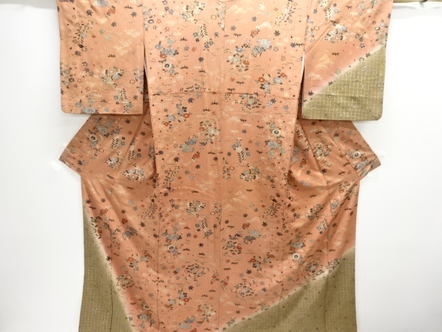 JAPANESE KIMONO / HOMONGI / SCREEN FOILS PATTERN / FLOWER