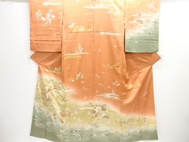 JAPANESE KIMONO / HOMONGI / EMBROIDERY / STREAM / ARTIST WORK