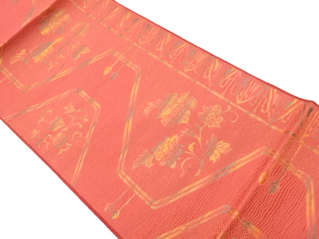 JAPANESE KIMONO / VINTAGE NAGOYA OBI / CHIKUZEN HAKATA / WOVEN FLOWER ARABESQUE