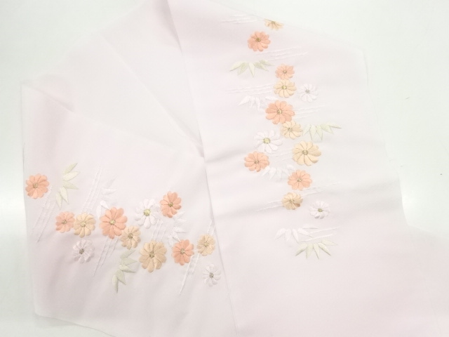 Japanese Woman's Kimono Embroidery HAN ERI Summer collar White 3pcs Set D3 