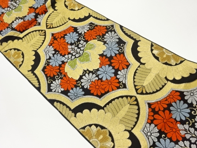 宗sou アンティーク 竹笹に梅模様刺繍振袖 宗sou アンティーク 宗 袋帯（材料）アンティーク中古着 竹笹に花模様 振袖ネットレンタル：紺色に梅シンプルだけど上品な古典柄&frasl;KH-143