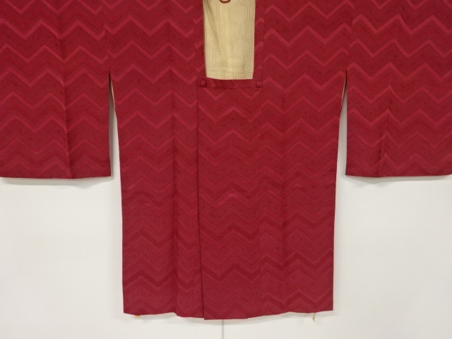 JAPANESE KIMONO / VINTAGE MICHIYUKI COAT / WOVEN FLOWER ARABESQUE & ABSTRACT STRIPE