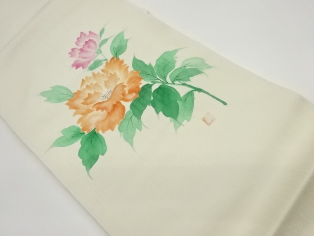 JAPANESE NAGOYA OBI / PEONY / ARTIST WORK