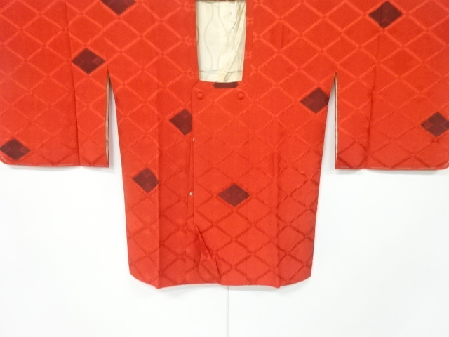 JAPANESE KIMONO / VINTAGE MICHIYUKI COAT / SILK / RHOMBUS & FLOWER