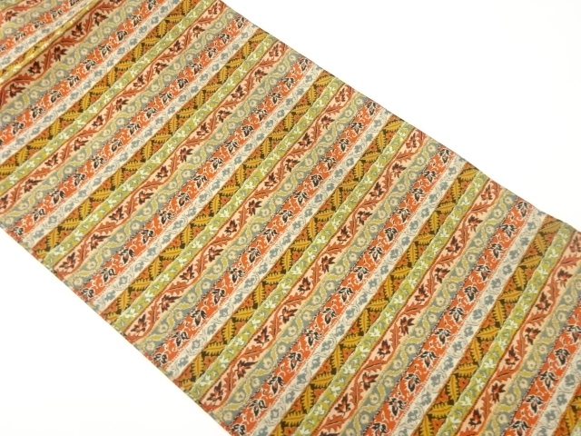 JAPANESE NAGOYA OBI / WOVEN FLOWER ARABESQUE / BY MANYO