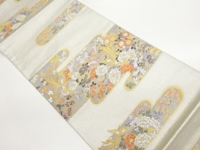 JAPANESE FUKURO OBI / WOVEN AUTUMN FLOWERS