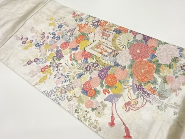 着物・帯 ] - 袋帯 御所車に花々模様織出し袋帯 | 宗 sou::お茶道具 