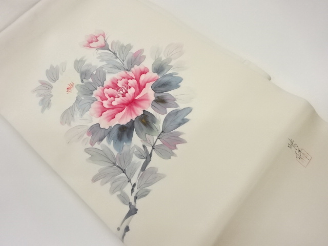 JAPANESE NAGOYA OBI / SHIOZE / KINSAI / FLORAL PLANTS / ARTIST WORK
