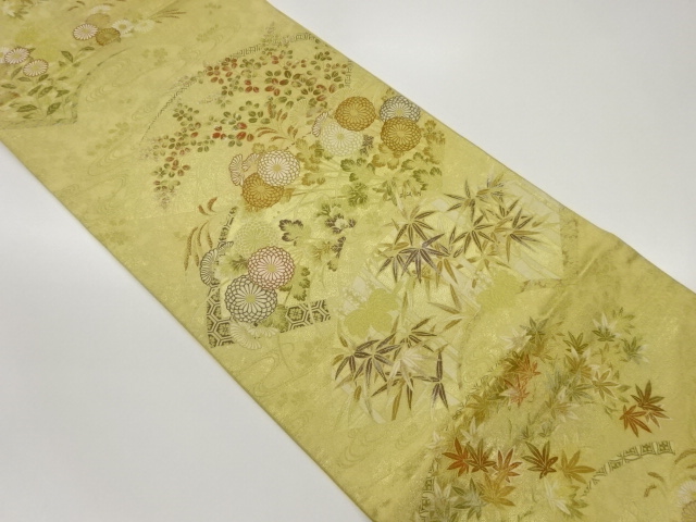 春秋蒔絵地紙文織出し袋帯