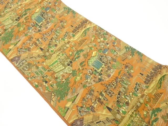 JAPANESE FUKURO OBI / WOVEN DAIMYOS PROCESSION  / BY MANYO