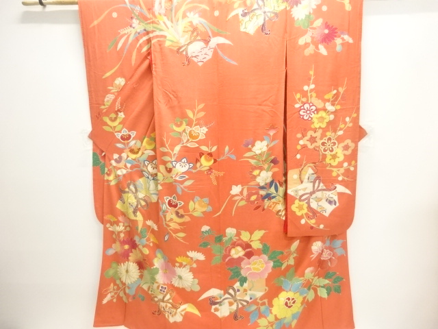 ys7122786; 宗sou 金彩友禅　誰が袖に草花鴛鴦模様刺繍訪問着 ys7122786; 宗sou 金彩友禅 誰が袖に草花鴛鴦模様刺繍訪問着