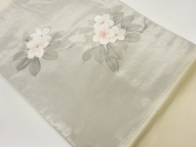 JAPANESE NAGOYA OBI / EMBROIDERY / HAND PAINTED / FLOWER / ARTIST WORK