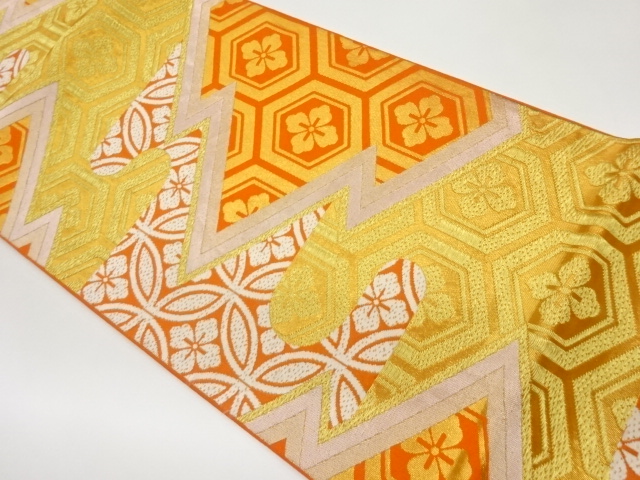 JAPANESE FUKURO OBI / WOVEN KIKKO PATTERN / BY KAWASHIMA SELKON