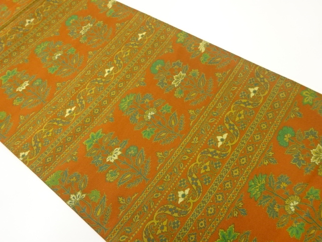 JAPANESE FUKURO OBI / WOVEN FLORAL PLANTS / BY MANYO