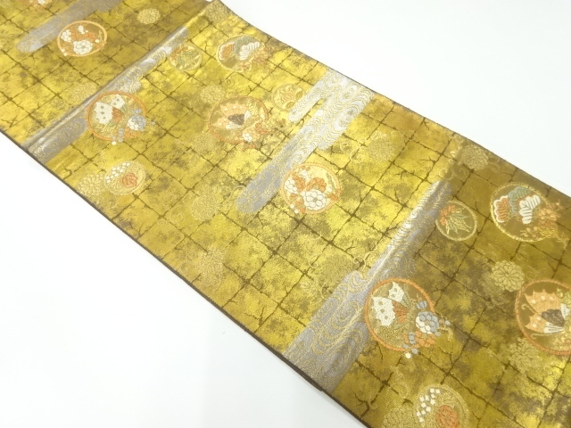 本金　蒔絵胡蝶文織出し　袋帯