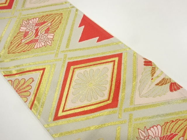 ys7150559; 切り嵌め格子模様織出し洒落袋帯 ys7150559; 宗sou 切り嵌め格子模様織出し洒落袋帯 切り嵌め丸に格子