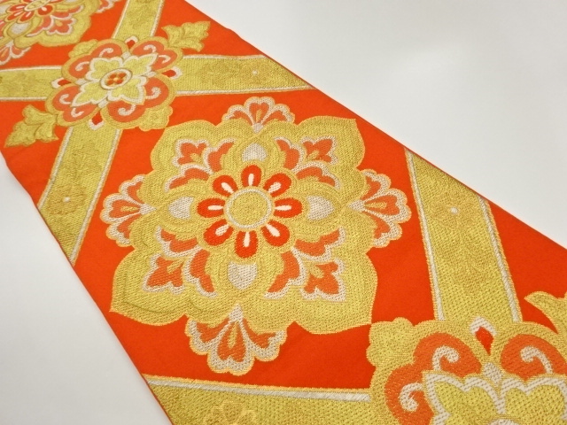 JAPANESE FUKURO OBI / WOVEN FLOWER CREST / KAWASHIMA SELKON
