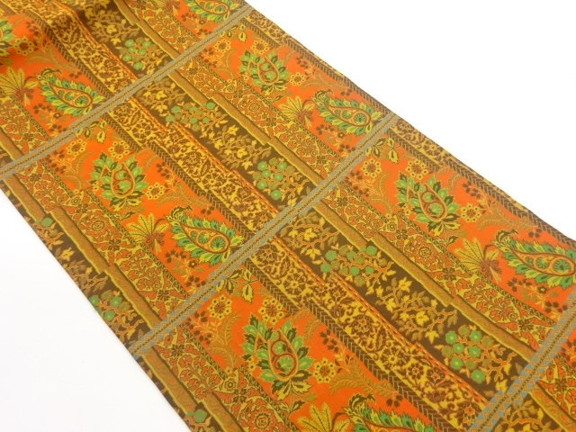 萬葉製　抽象草花模様織出し名古屋帯