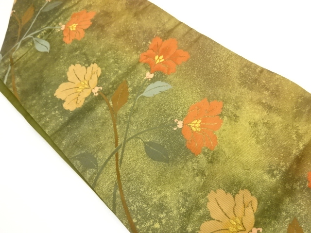JAPANESE NAGOYA OBI / WOVEN FLORAL PLANTS