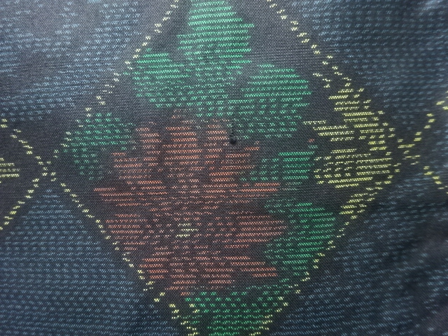 JAPANESE KIMONO / ANTIQUE KIMONO / SILK / DORO OSHIMA TSUMUGI / WOVEN DIAGONAL GRID