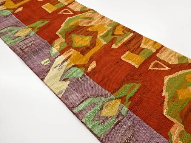 JAPANESE NAGOYA OBI / TSUMUGI / WOVEN ABSTRACT / BY JURAKU