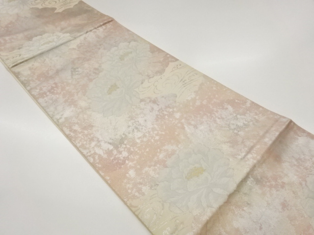 JAPANESE FUKURO OBI / WOVEN PEONY / BY HATTORI ORIMONO