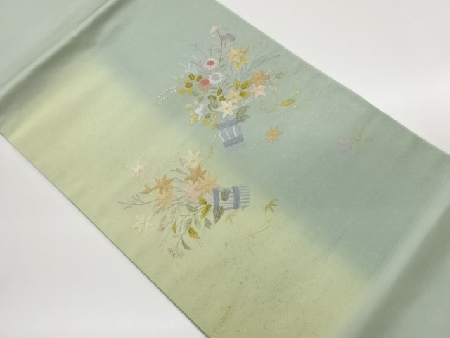 引箔花束模様刺繍名古屋帯