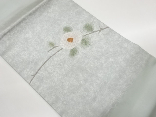 引箔椿模様刺繍名古屋帯
