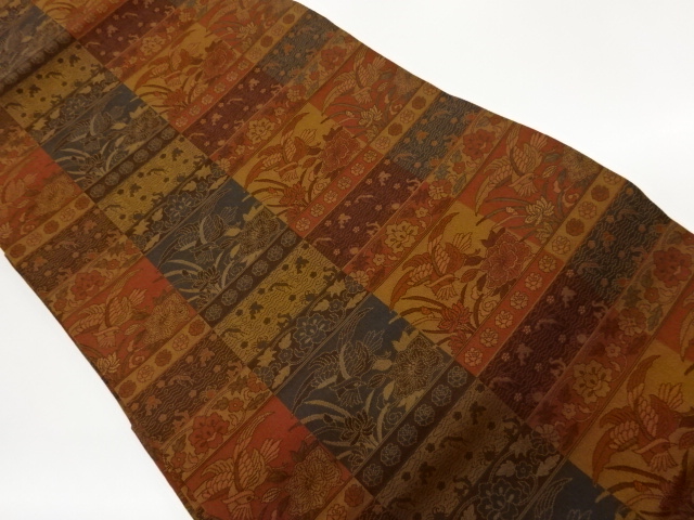 JAPANESE NAGOYA OBI / WOVEN ABSTRACT GRID