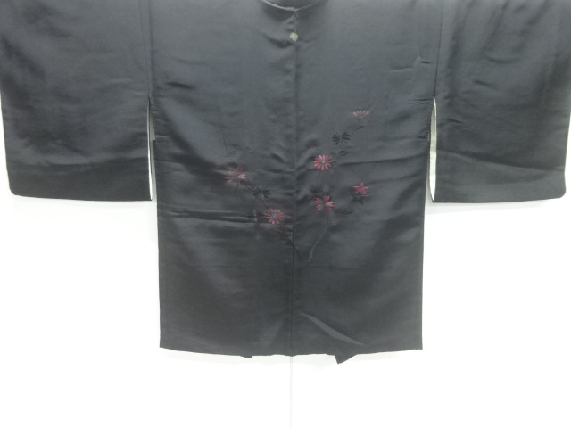 枝花模様刺繍一ツ紋絵羽織