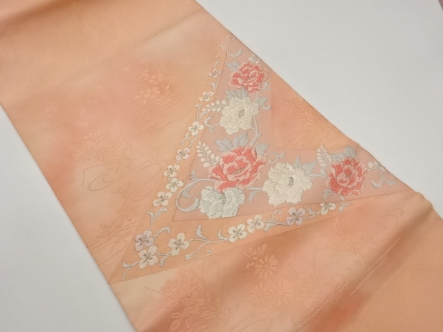 縞に花唐草模様織出し名古屋帯