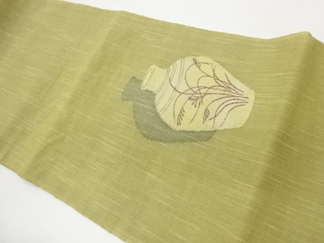 紗紬壺に芒模様織出し名古屋帯