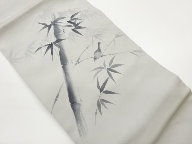 JAPANESE NAGOYA OBI / SHIOZE / HAND PAINTED / BAMBOO / ARTIST WORK